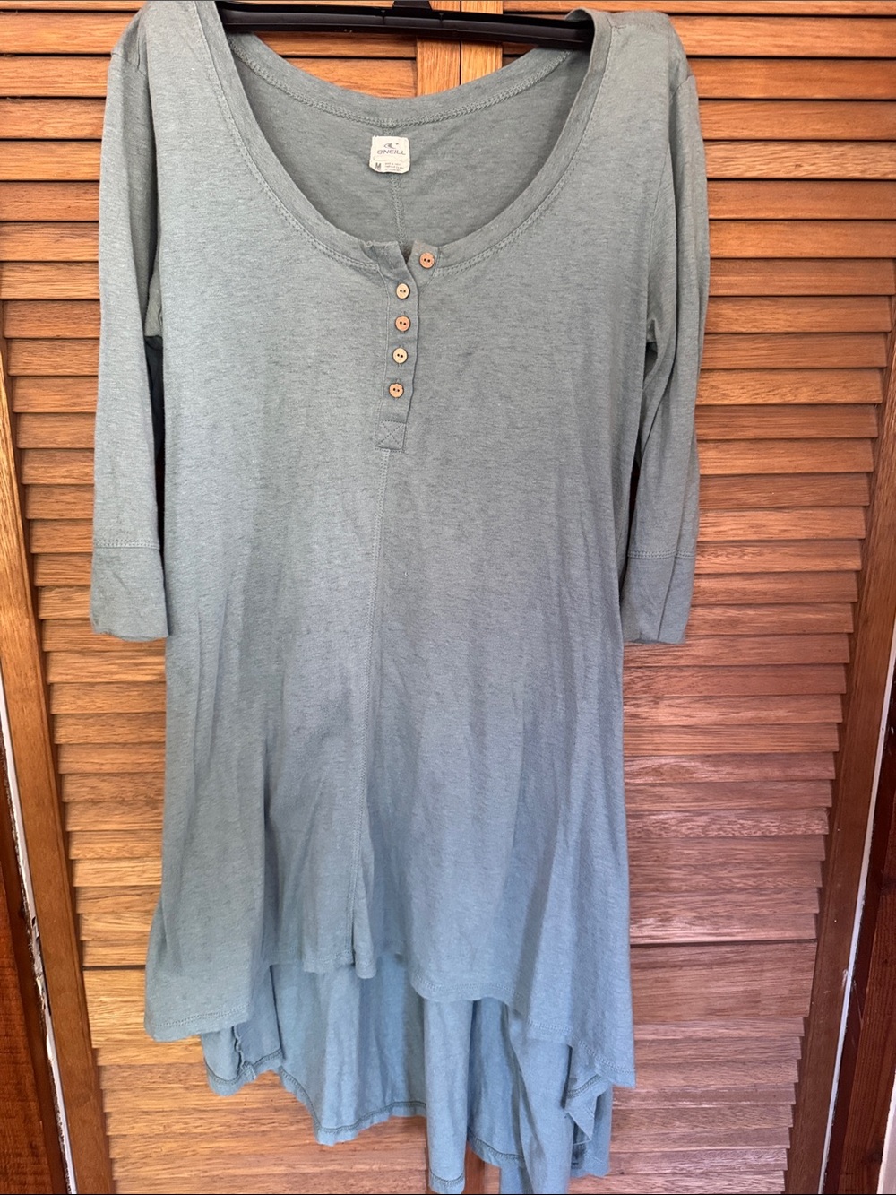 O’Neil Light Sage Green Henley Tunic with Button Front M